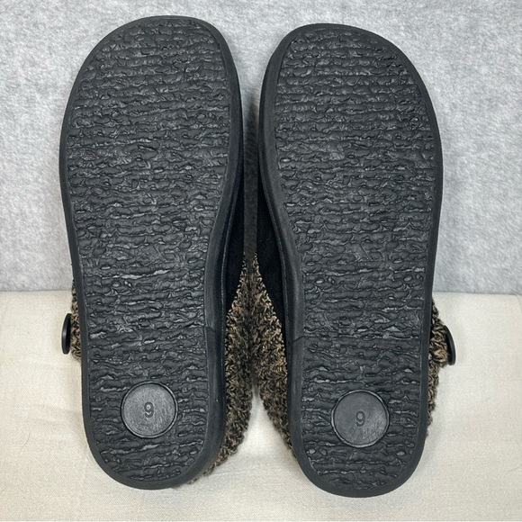 Clarks Angelina Knitted Collar Suede Clog Slipper Mule Shoe-Black-Women Size 9 - Picture 8 of 11